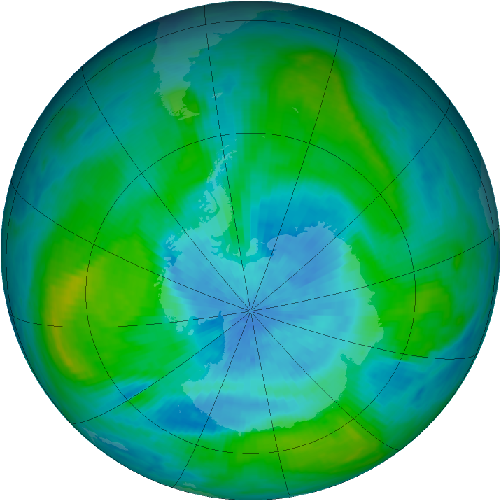 Antarctic ozone map for 04 March 1981